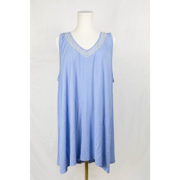 Lane Bryant Size 18/20 Blouse Sleeveless Eyelet Neckline Blue - Picture 1 of 6